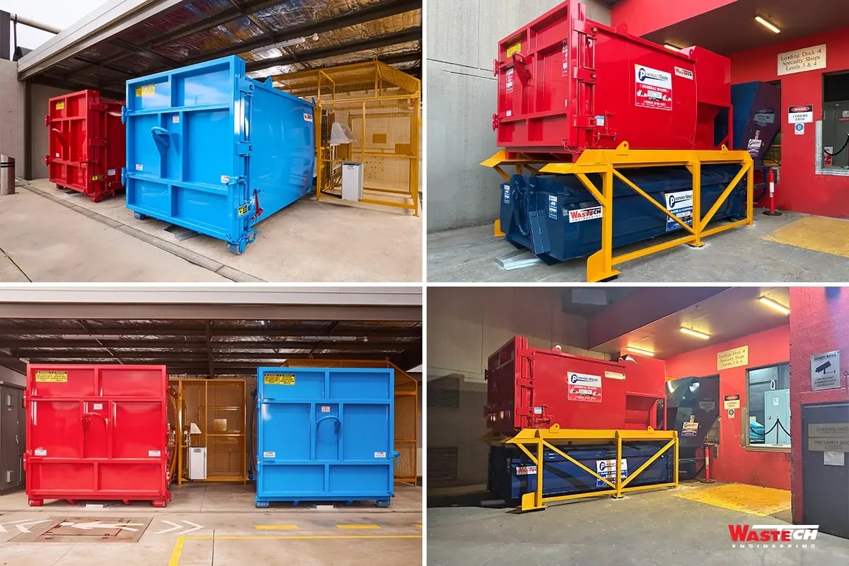 Wastech vertical baler operating in a retail distribution centre supporting major logistics operations